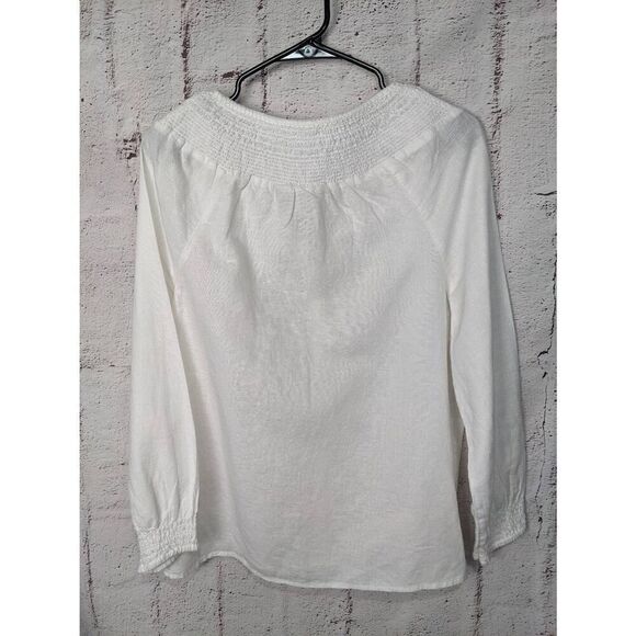 Rachel Zoe White Linen Cotton Bohemian Peasant Top Blouse Sz S Small NWT *Mark o - Picture 2 of 7